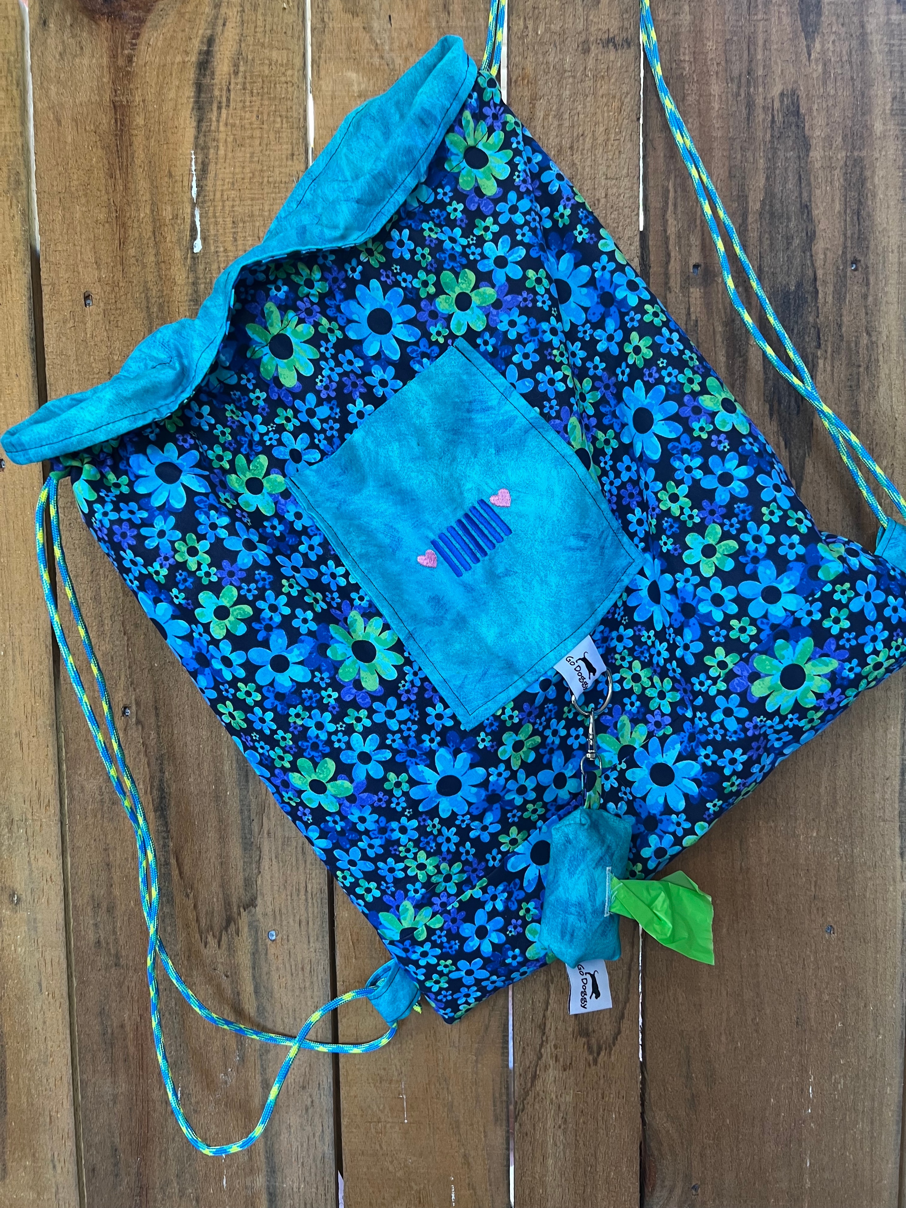 Blue floral doggy go bag